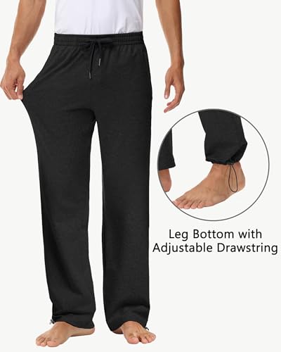 Men's 30" 34" 36" Cotton Yoga Sweatpants - Athletic Casual Lounge Open Bottom Straight Leg Loose Pants Zipper Pockets2