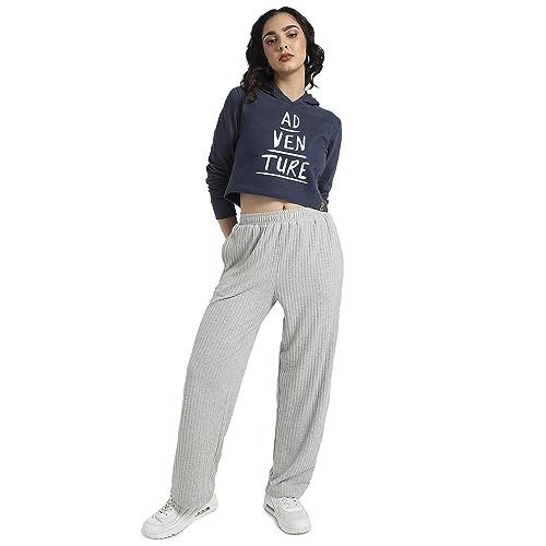 Image of PINACOLADA Women's Typographic Print Hoodie with Ribbed Hem for Casual Wear | Pull On Closure | Hooded Neck | Long Sleeve | Cotton Sweatshirt Crafted with Comfort Fit for Everyday Wear