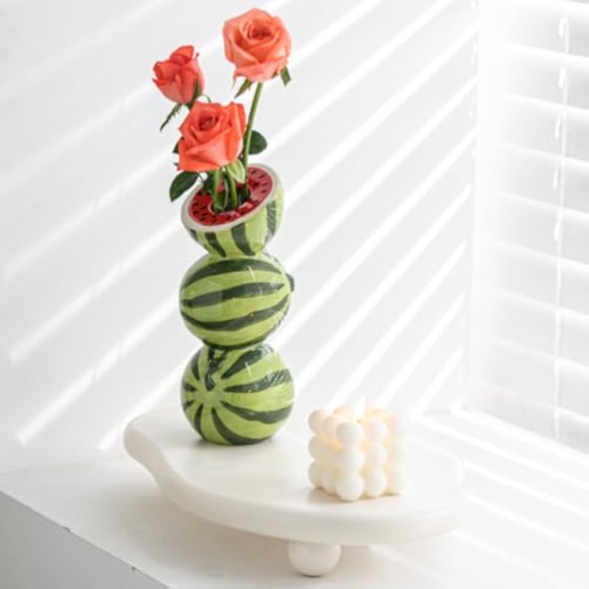 Nordic Design Lemon-Shaped Flower Vase, Handmade Glaze