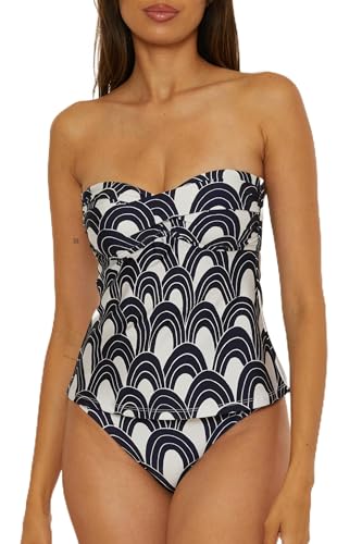Trina Turk Women's Arches Twist Bandeau Tankini, Adjustable, Swimsuit Tops