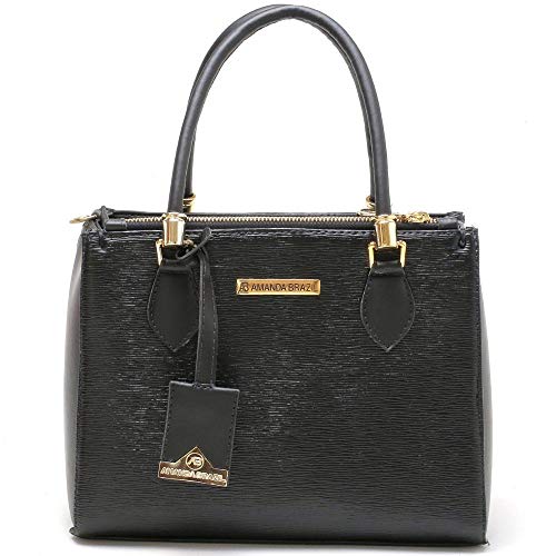 Kit Bolsa Baú com Carteira Feminina Amanda Brazil Preto