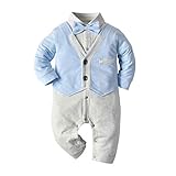  dPois Ensemble de Vêtements Bébé Garçon Barboteuse Gentleman Combinaison Smoking Manches Courtes/Longues Short Nouveau-né Pyjama T-Shirt Grenouillères Romper 0-24 Mois Gris E 9-12 Mois