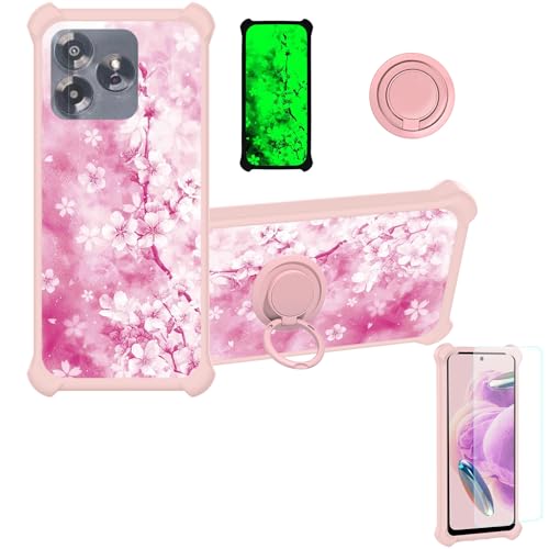 jioeuinly Case Compatible for Umidigi G7 Phone Case Cover [with Tempered Glass Screen Protector][Hard PC + Soft Silicone][Ring Support] [Luminous Effect] YGF-MH