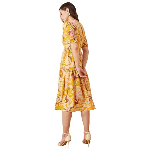 Image of Carlton London Women's Polyester Fit and Flare Midi Dress