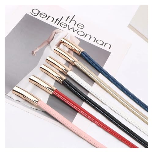 Adjustable Elastic Ladies Dress Waist Belt Slim Leather Women Belt Gold Buckle Black White Blue Skinny Female4