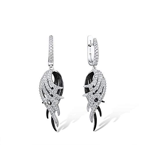 Boucles d'oreilles en plumes pour femmes pendants d'oreilles plume noir et blanc tendance