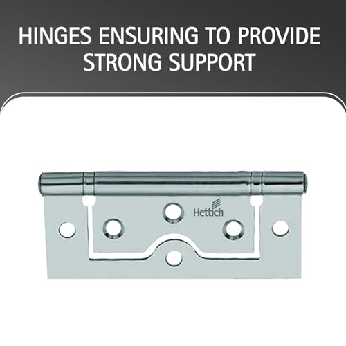 Image of Hettich HBN-13-4325ZM /102 Flush Hinge 4 inchx3 inchx2.5 inch | 40kg Load /Pair | Heavy-Duty Butt Hinge for Wood, Metal & PVC Doors | in /Out Swing | Easy Installation | 5-Year Warranty | Pack of 1 (2 Hinges)