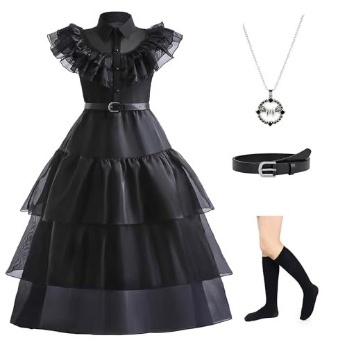 NuGeriAZ Wednesday Costume Kids Wednesday Costume Girl Wednesday Dress Wednesday Costume Halloween Christmas Carnival Black Friday