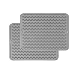 2 Pack Silicone Trivets for Hot Pans and Pots, 40x30cm Large Multipurpose Silicone Trivets for Kitchen Worktops, Flexible Heat Resistant Mat Kitchen Worktop Protector for Hot Dishes Pots No Slip(Grey)