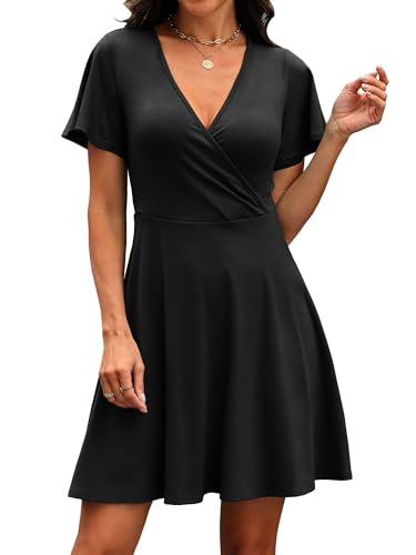 Image of RUMIA Women Casual Dresses Wrap V Neck Dress A-Line Summer Sundress Fashion