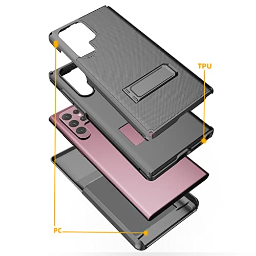 Wireless Protech Case Compatible With Samsung Galaxy S22 Ultra 5G (Screen Size 6.8 Inch Only). Dual Layer Hybrid Case And Belt Clip Holster Combo With Screen Protector #TOP5