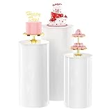 Wokceer 3Pcs Round Cylinder Pedestal Stands for Party, Large Cylinder Tables for Parties Pedestal Di