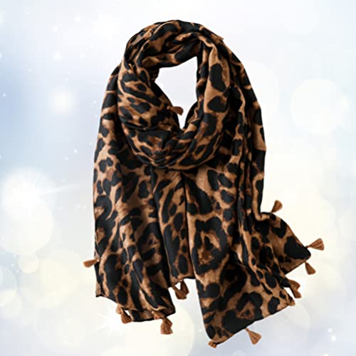 VALICLUD Cachecol de leopardo, moderno, com estampa de leopardo, xale macio para mulheres, Café, Siz