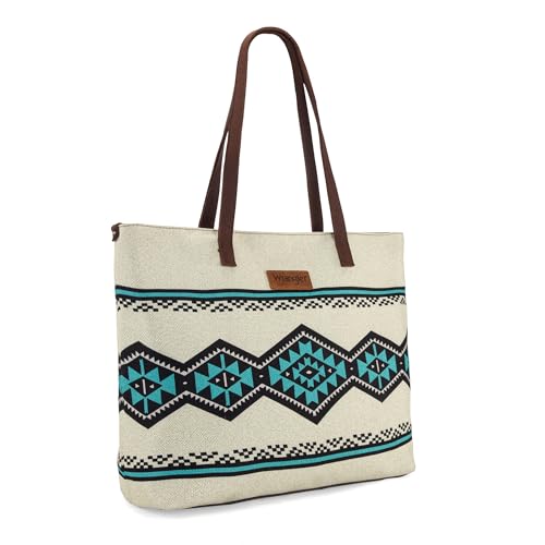 Image of Montana West Wrangler Aztec Print Canvas Tote Bag Capacity Shoulder Bag for Work, Travel & Everyday Use