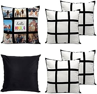 Gukasxi 6 Pieces Sublimation Blanks Panel Pillow Case, 17.7 x 17.7 Inch DIY Polyester Cushion Cover for Printing Sofa Couch Blank Pillow Case, No Pillow Insert (Black white)