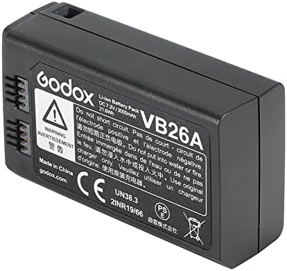 GODOX VB26 Battery Replacement(VB26A VB26B is Update Version of VB26), Lithium Battery Pack V1S V1C V1N V1F V1O V1P Round Head Flash Speedlite