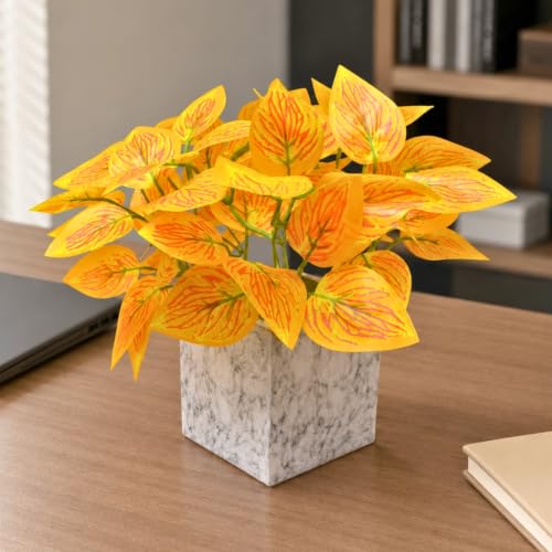 Image of fancymart Artificial Plant with Real-Touch Leaves in Pot, 25 cm, Indoor Tabletop Item for Home Decor, Office, Living Room