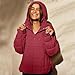 SMIDOW Womens Oversized Puffer Jacket Quilted Dolman Hoodies Lightweight Button Down Hooded Pullover Fall Winter Warm Clothes Free+People Dupes oversized crew neck sweatshirt Red XL