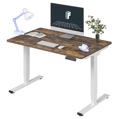 Image of FLEXISPOT E6 3-Stage Dual Motor Electric Standing Desk 48 x 30 Sit Stand Up Desk, Holds 220 lbs, Adjustable Height w /Memory Presets, One-Piece Special Walnut Desktop & White Frame, Ships in 2 Boxes