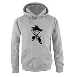 Just Style It - Son Goku - Style2 - Dragonball - Herren Hoodie - Grau/Schwarz Gr. L