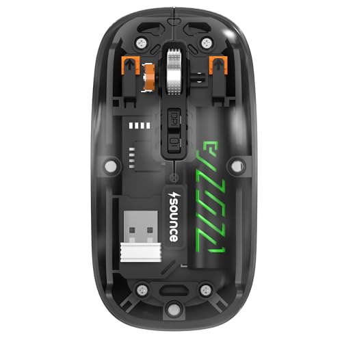 Image of Sounce AeroClick Wireless Mouse with 1600 DPI Sensor, Silent Click Buttons, Smooth Scroll Wheel, Ergoomic Grip, Stable 2.4GHz Connectivity and 500mAh Rechargeable Battery for Daily Office Use (Black)