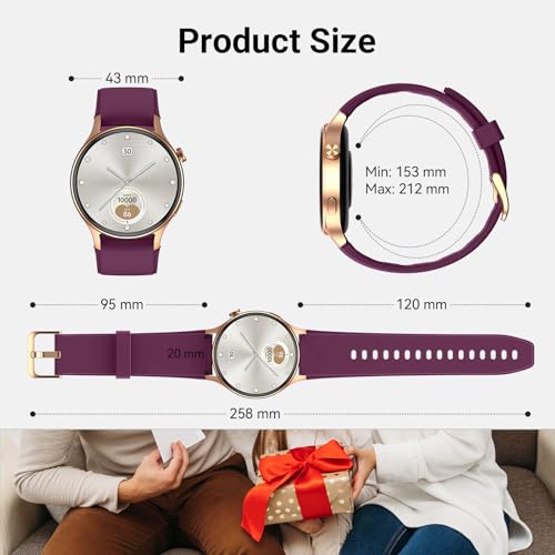 Stylish Fitpolo Smart Watch for Women – 1.3” AMOLED Fitness Tracker with Heart Rate Monitor, Call Functionality, and IP68 Waterproofing – Perfect for iOS and Android (Purple) - Image 7