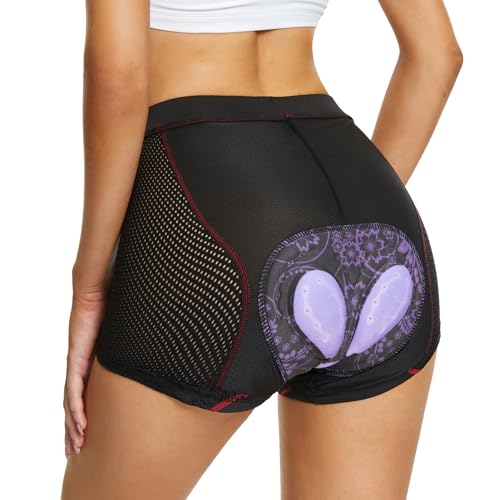 MEETWEE Pantaloncini da Ciclismo da Donna, 4D Gel Imbottiti Intimo Pantaloncini da Bici Antiscivolo Intimo MTB da Ciclismo Donna Traspirante Pantaloncini Corti da Ciclismo