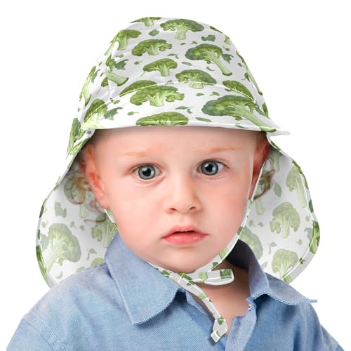 Baby Sun Hat Broccoli Pattern Toddler Kids Beach Hat Neck Flap Cap Sun Protection Girls Boys Summer Hat Swim Bucket Hat for Travel Hiking Outdoor Multicolor2