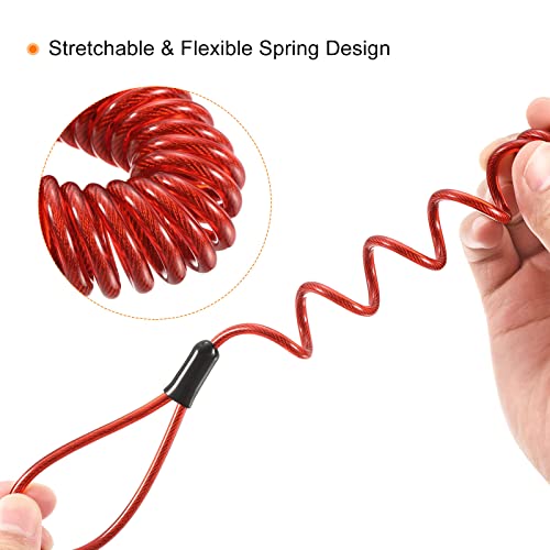 PATIKIL Security Steel Cable 3.5mm x 1.5m/4.92ft Coated Spring Luggage Lock Wire Rope with Double Loop Red - Image 4