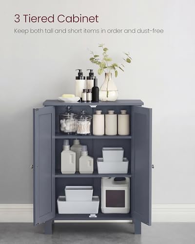 Image of VASAGLE Bathroom Floor Storage Cabinet, 2 Adjustable Shelves,Slate Gray | Bathroom Storage Unit, 11.8 inchD x 23.6 inchW x 31.5 inchH, HELAN Collection UBCB60GY