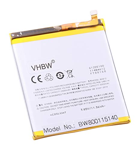 vhbw batteria sostituisce Meizu BA612 per smartphone cellulare (3000mAh, 3,85V, Li-Poly)
