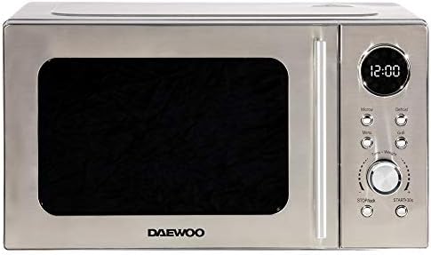 Daewoo 700W, 20L Digital Microwave & 1000W Grill | 5 Power Levels | Defrost Function | 60 Minute Timer and End Alarm Sound |Child Safety Lock | Easy Clean Stainless Steel Body |-Silver…