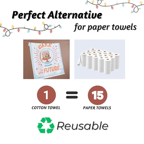 Folkulture FKSVKTCHB Kitchen Towels With Hanging Loop, Set Of 2, 100% Happy Birthday Towels thumb #6