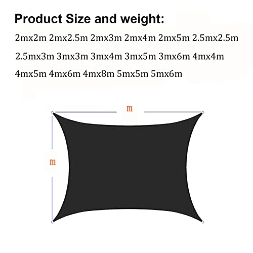 Tissu d'ombrage noir extérieur rectangle 3x2m imperméable auvent - 3