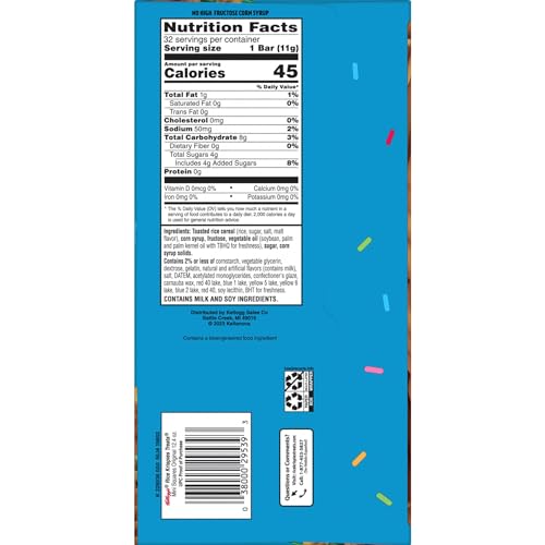 Image of Rice Krispies Treats Crispy Mini Marshmallow Squares, Easter Snacks, Cereal Bars, Original with Colorful Sprinkles, 12.4oz Box (32 Count) (Pack of 2)