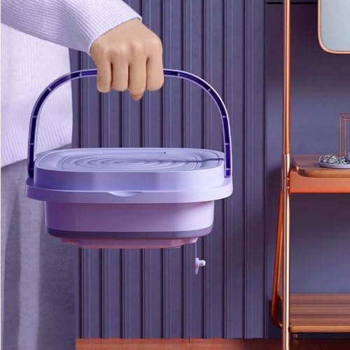 Mini Máquina de Lavar Roupa Portátil Dobrável 11 Litros Centrifuga Lavagem Semiautomática Roupas Sensíveis e Intimas 3 Modos Para Viagem Cor Roxo e Verde Bivolt #1