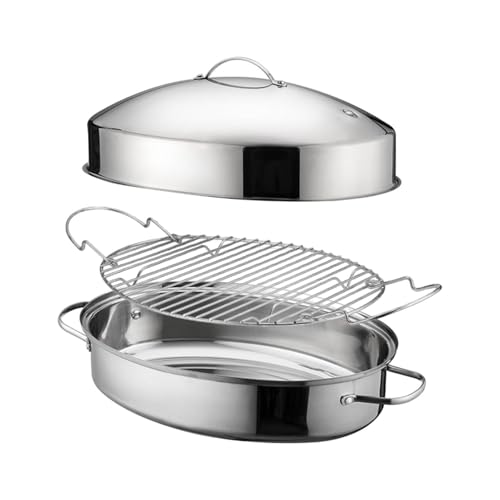 DimyFew Fish Steaming Pot Roaster 16in Double Handle Easy to Clean Stainless Steel Roasting Pan Food Steamer Cornbread Eggs Potatoes, A DimyFew Fish Steaming Pot Roaster 16in Double Handle Easy to Clean Stainless Steel Roasting Pan Food Steamer Cornbread Eggs Potatoes, A