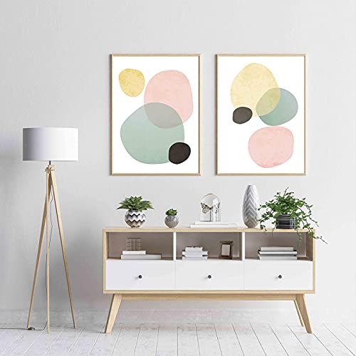 Art abstrait rose pour chambre de fille : lot de 2 affiches modernes 60x90cm