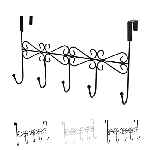 WUUOSSYUIS Cabide de porta com 5 ganchos organizador de metal estilo simples para casa, Preto