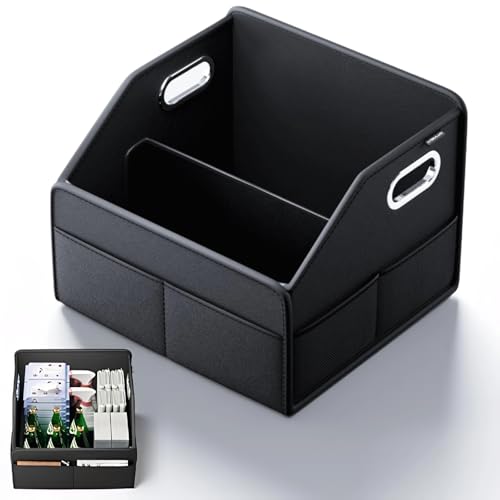 ULPOCMU Car Storage Organizer – Compact PU Leather Bin for