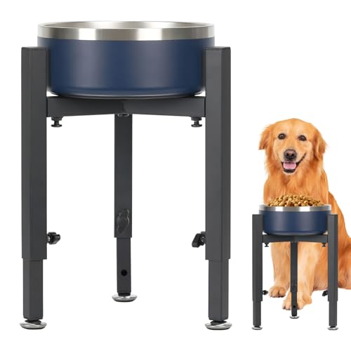 Ciotola per cani rialzata, regolabile in altezza, con supporto in metallo, ciotola per cani di taglia media, stabile per acqua e cibo, colore nero