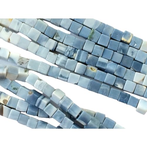 Opale bleue péruvienne de prestige, perles cubes de 5-6 mm pour haute joaillerie
