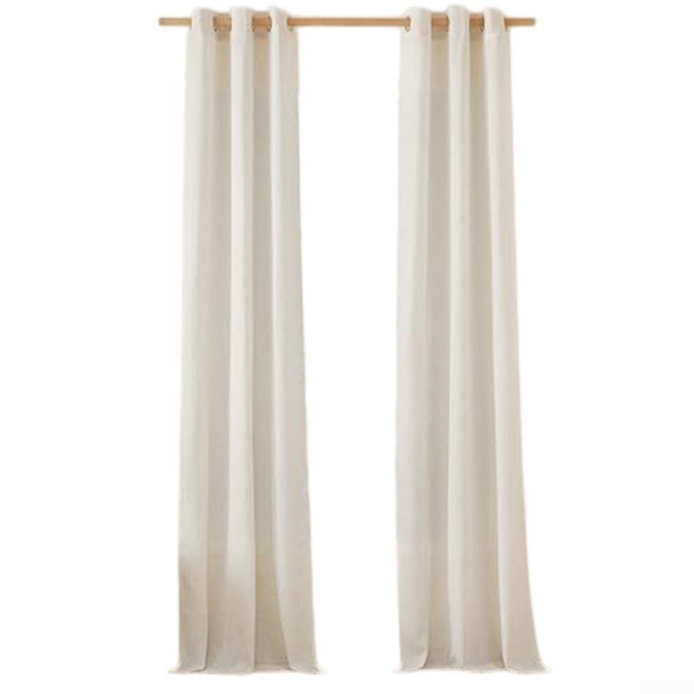 Rideaux en lin naturel 132x214 cm lot de 2 tamisants salon