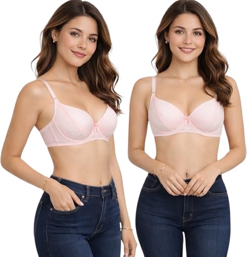 Image of ToBeInStyle Women's Pack of 6 Padded Assorted Styles Supportive Bras Cup Size - A to DDD