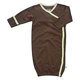 Babysoy Newborn Baby Kimono Night Gown - Long Sleeve Infant Sleep Sack with Mittens - Chocolate - 0-3 Months