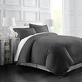Italian Luxury Soft Brushed 1500 Series Microfiber Duvet Cover Set, Hotel Quality and Hypoallergenic with Zippered Closure and Matching Shams - King/California King - Gray