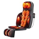 Rückenmassagegerät mit Wärme, 3D-Knetmassage-Stuhlkissen, Tiefengewebe-Knetmassage-Sitzkissen für Körper und Nacken, mit beweglichem Multifunktions-Bein- und Fußmassagegerät für Büro (Schwarz)
