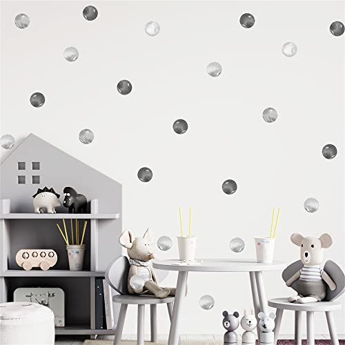 Royolam 72 Pieces 2.2'' Gray Black Polka Dots Wall Decals Diy Nursery Opaque Wall Stickers For Kids Removable Peel And Stick Waterproof Art Decor For Living Room Classroom Bathroom Bedroom (Gray Black, 6 Sheets) #TOP14