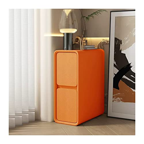HJYBFA Mesita de Noche de Cuero Artificial Naranja Ultra Estrecha, mesas auxiliares de Madera, Mesa Auxiliar, mesita de Noche, Armario, diseño Que Ahorra Espacio para Sala de Estar