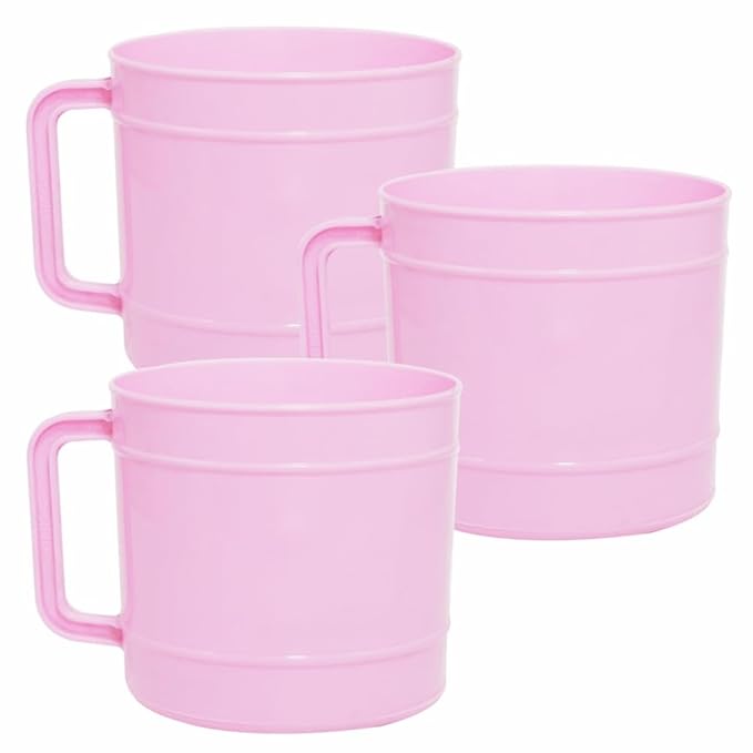 Wonder Homeware Jatin Bathroom Mug, Strong Plastic Material,for use in Bathroom, Kitchen, Laundry, Garage,Pack of 3 Pc, 1000 ml, Pink Color